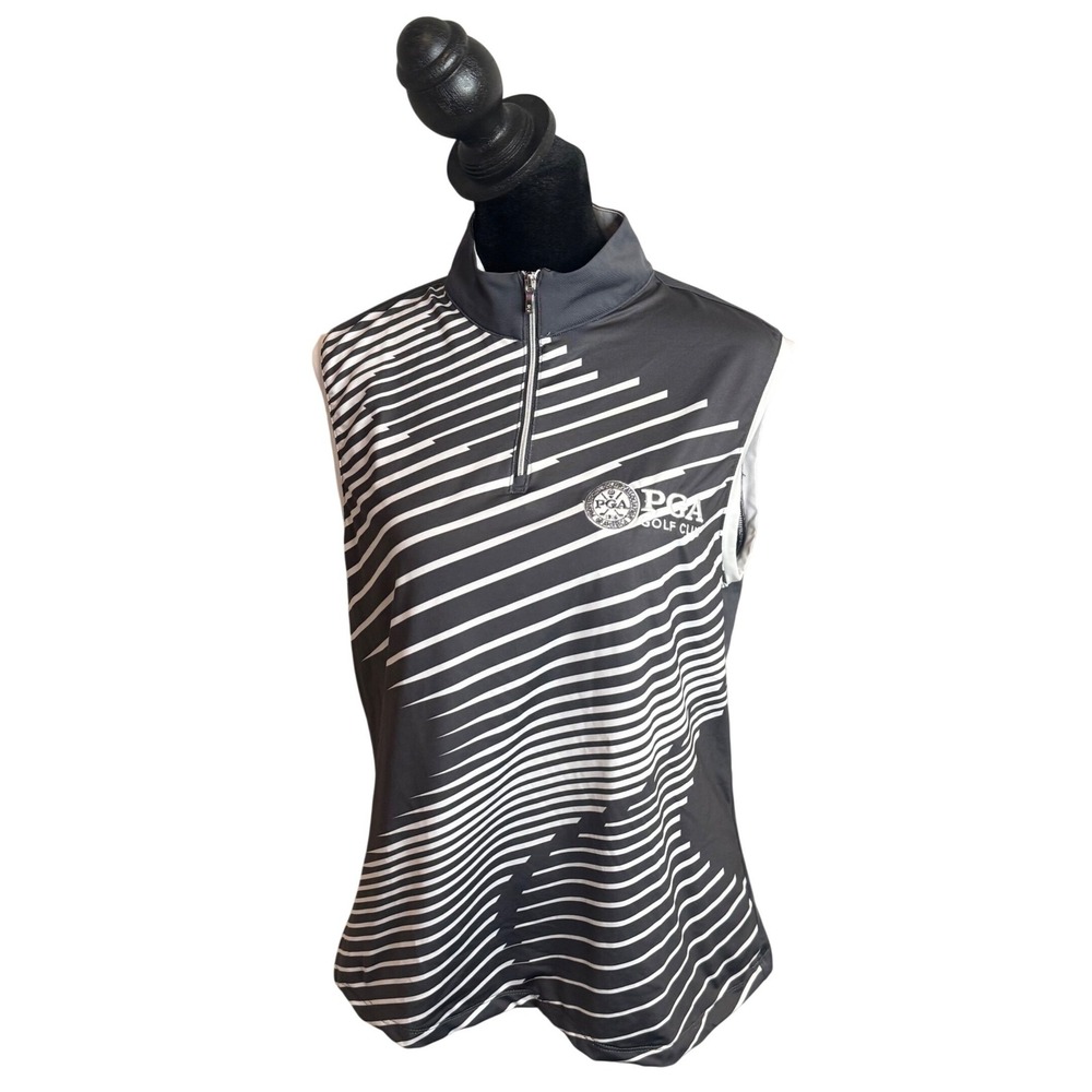 Nivo Sport PGA Golf Club Sleeveless Quarter Zip Golf Shirt Womens L Activewear